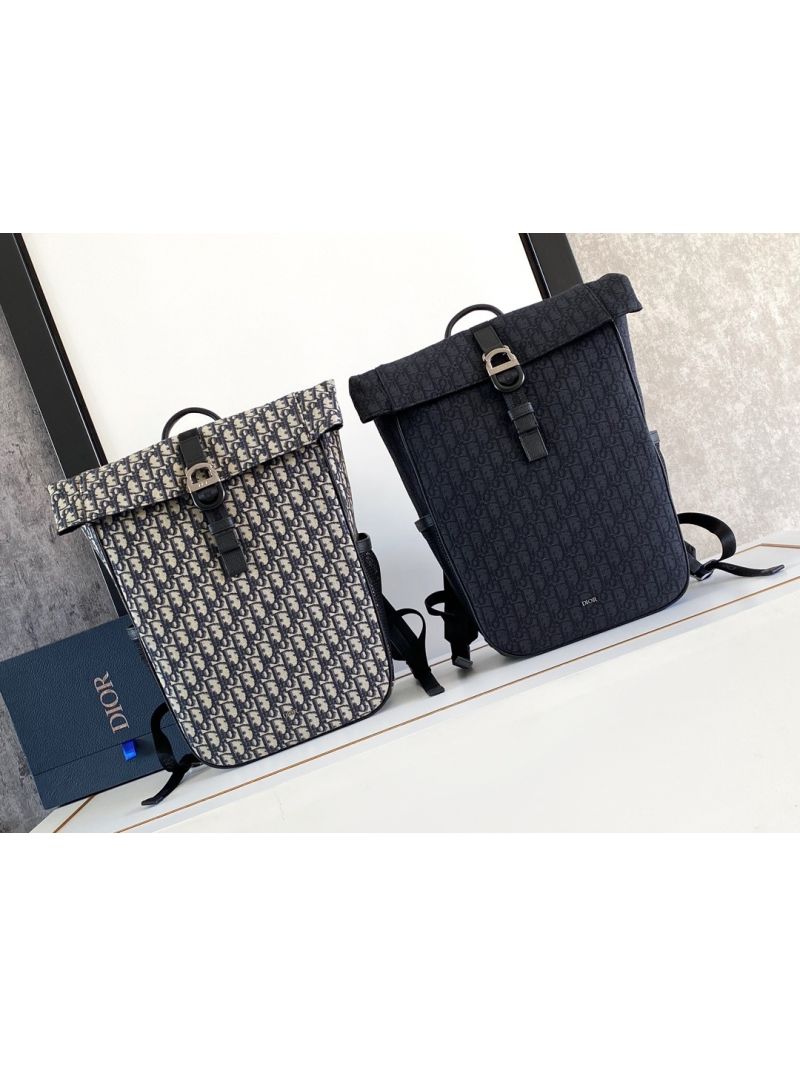 Dior 8 Roll Top Backpack Black Dior Oblique Jacquard 1ESBA216YK