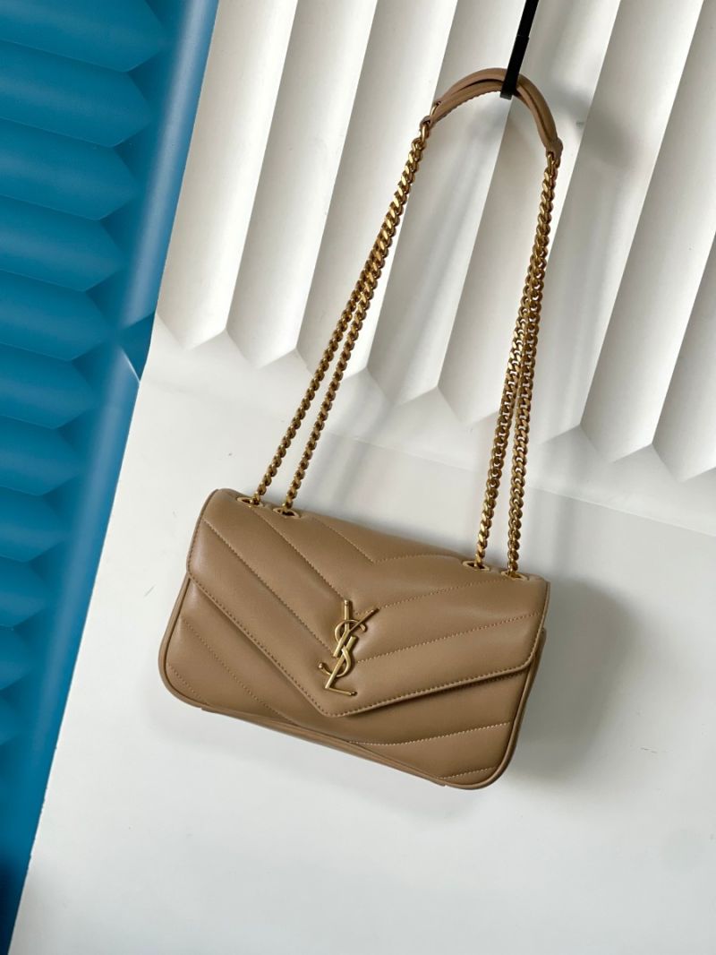 YSL Saint Laurent Loulou Small In Matelassé Lambskin 801437 Natural Tan