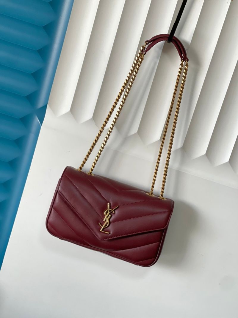 YSL Saint Laurent Loulou Small In Matelassé Lambskin 801437 Rouge Cabernet