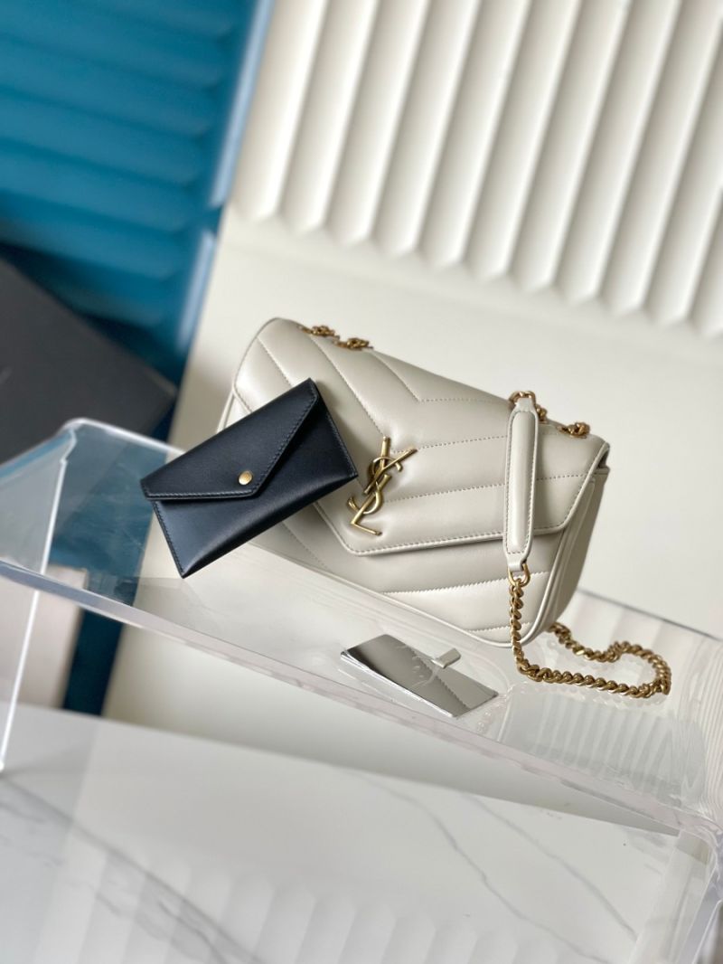 YSL Saint Laurent Loulou Small In Matelassé Lambskin 801437 Chalk