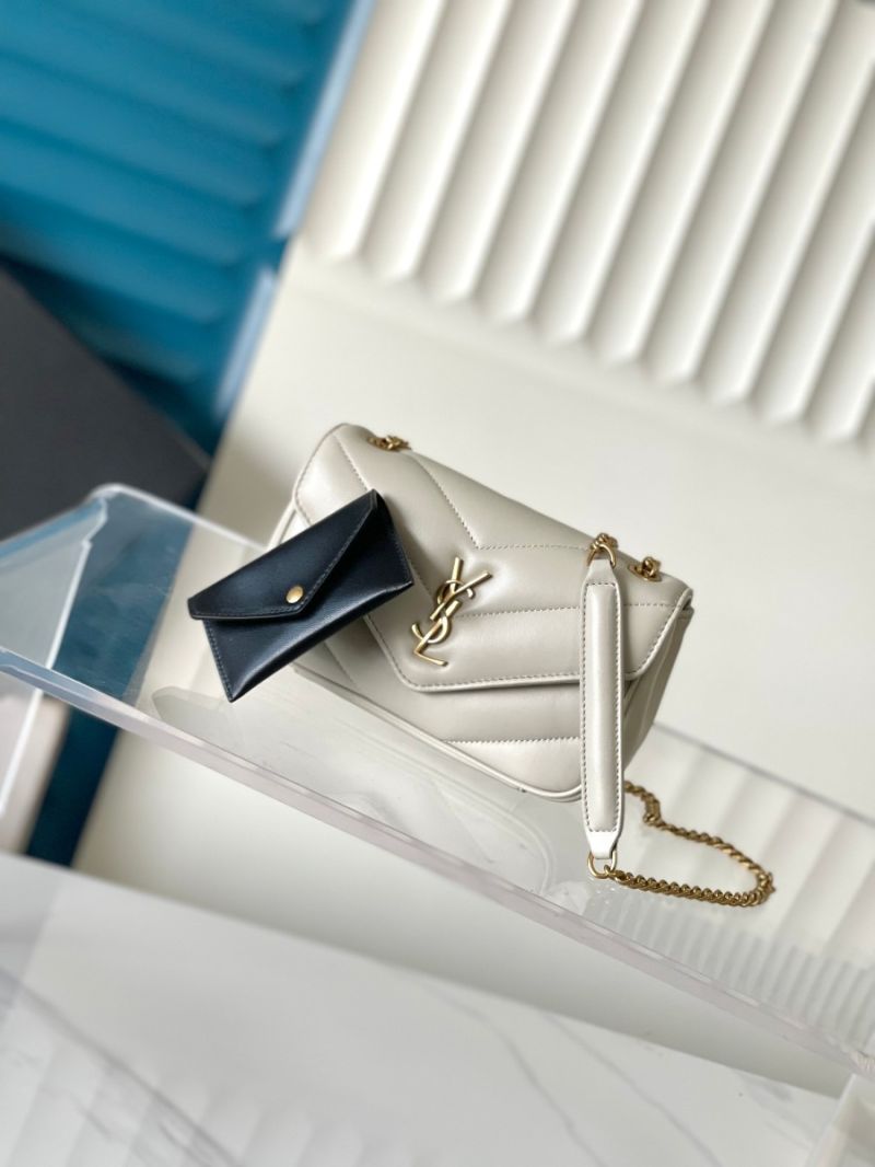 YSL Saint Laurent Loulou Mini In Lambskin 821749 Chalk