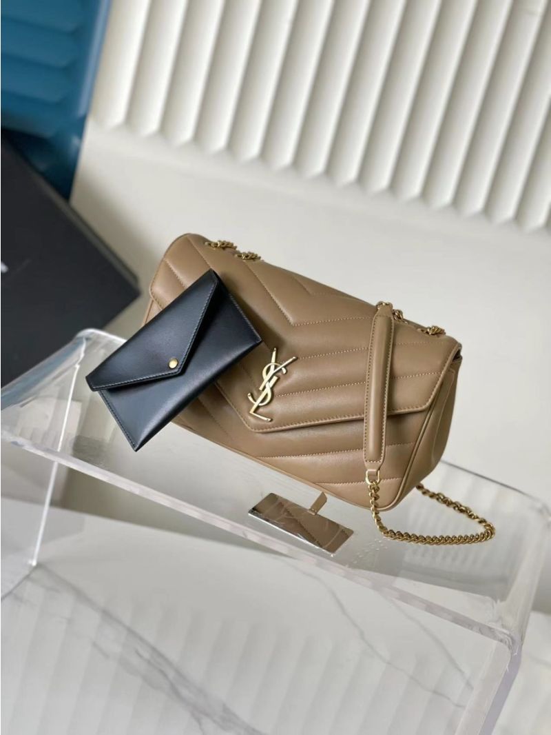 YSL Saint Laurent Loulou Medium In Matelassé Lambskin 801439 Natural Tan