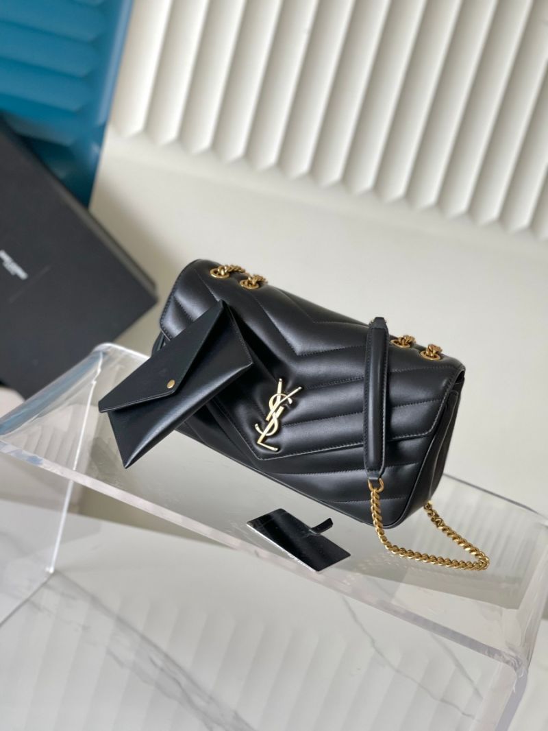 YSL Saint Laurent Loulou Medium In Matelassé Lambskin 801439 Black