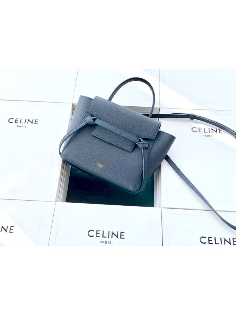 Celine Nano Belt Bag In dark navy Grained Calfskin 185003