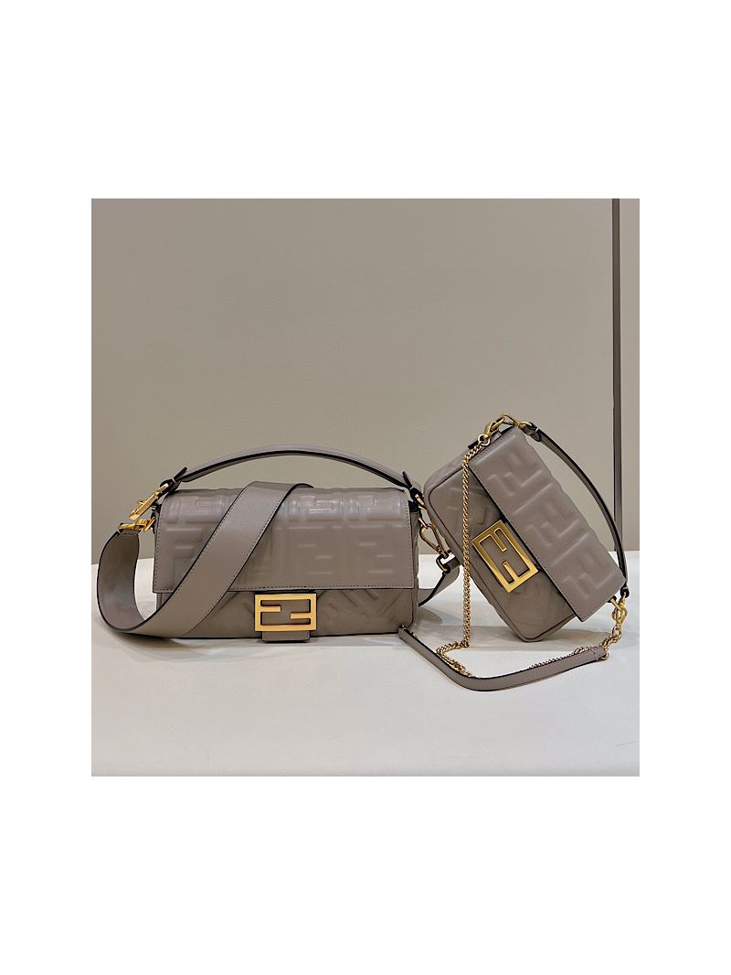 Fendi Baguette Mini / Medium Bag with FF Motif 8BR600 Beige