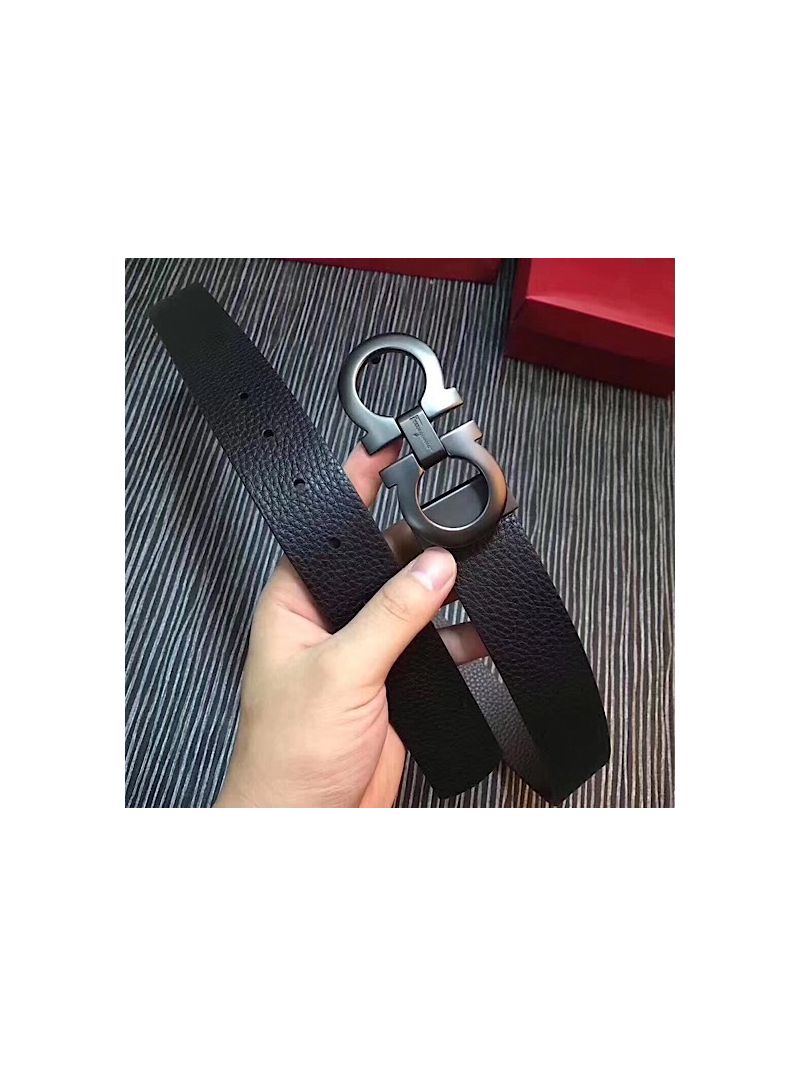 Ferragamo Double Gancio Reversible Drummed Leather Belt