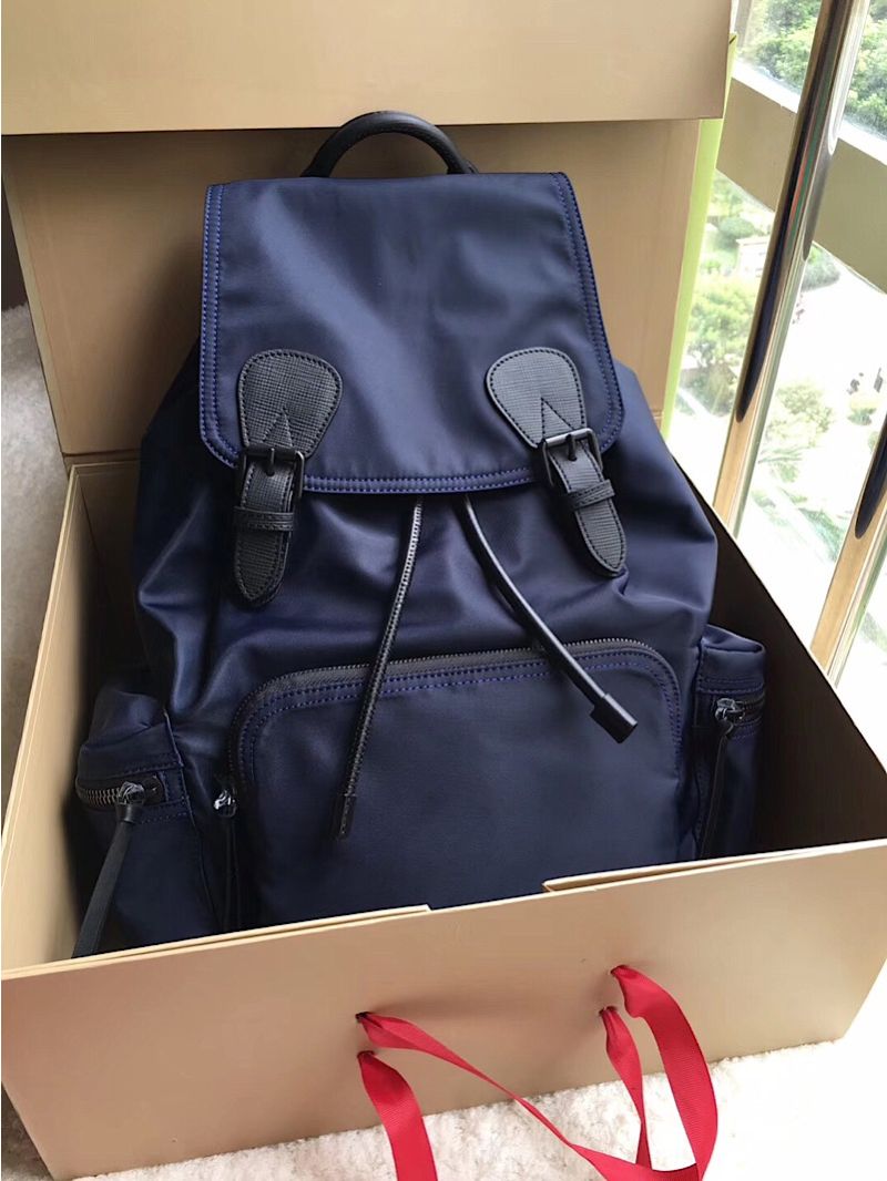  Burberry The Large Rucksack Backpack in dark blue Technical Nylon and Leather with black hardware