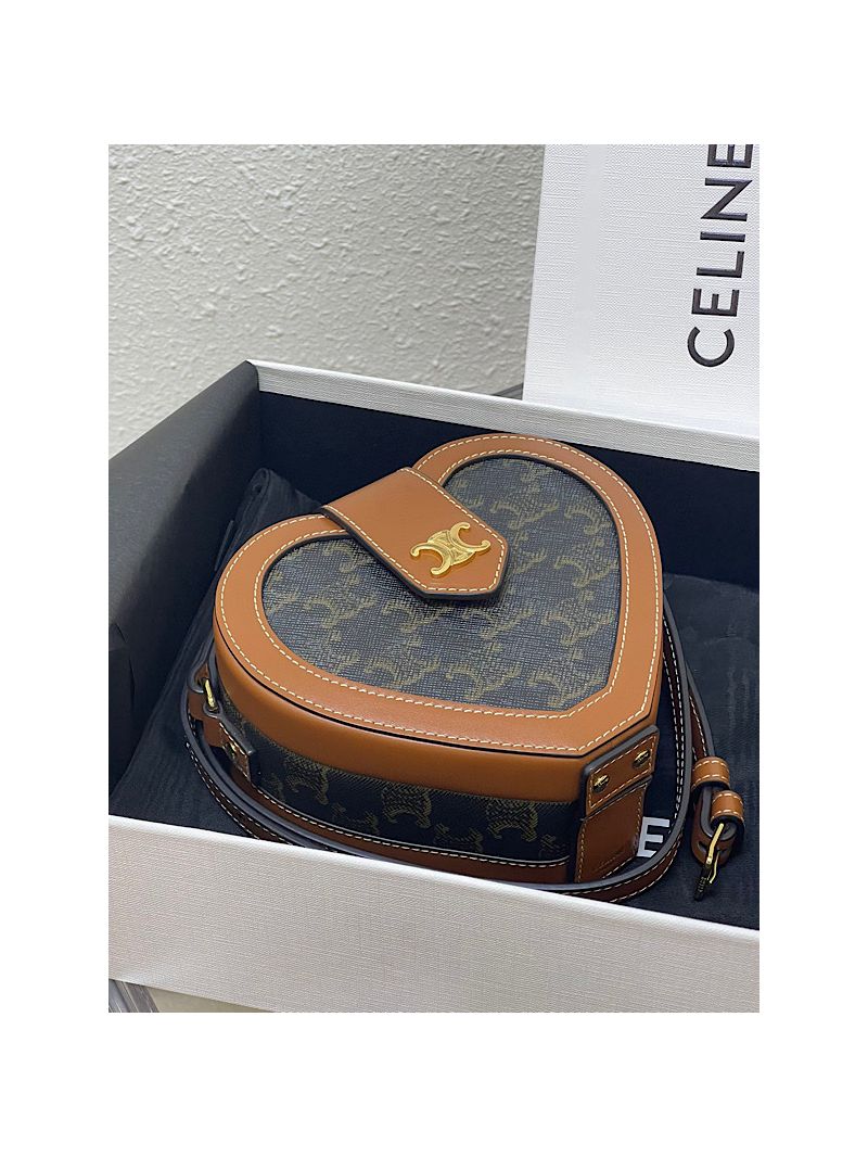 Celine Heart Tambour Bag Triomphe Canvas 198212
