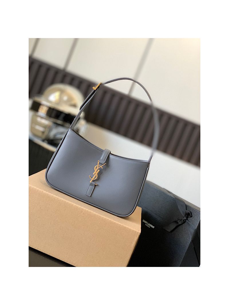 YSL Saint Laurent Le 5 à 7 hobo bag in Grey calfskin Smooth leather