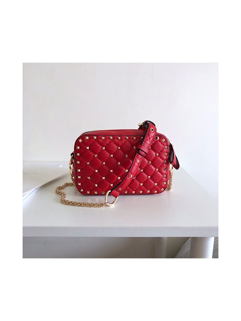 Valentino Garavani Rockstud Spike Camera Bag Red
