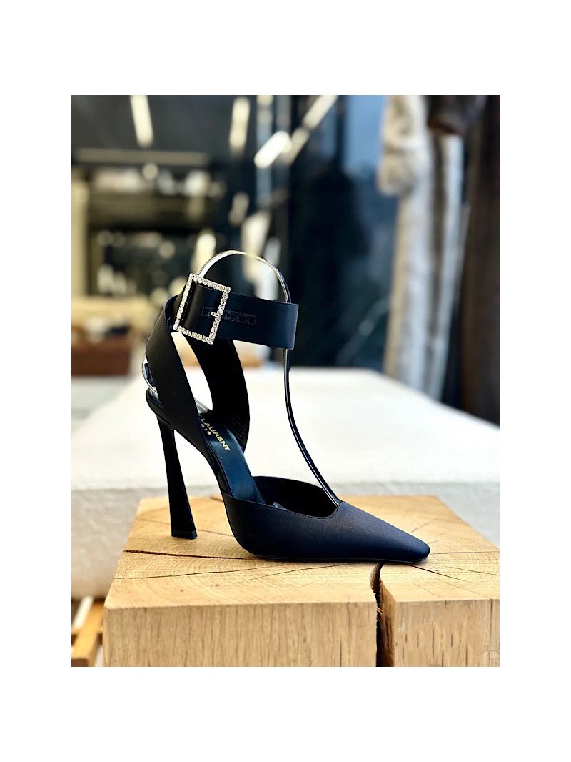 YSL Saint Laurent Fanny Slingback Pumps In Crepe Satin 7176081