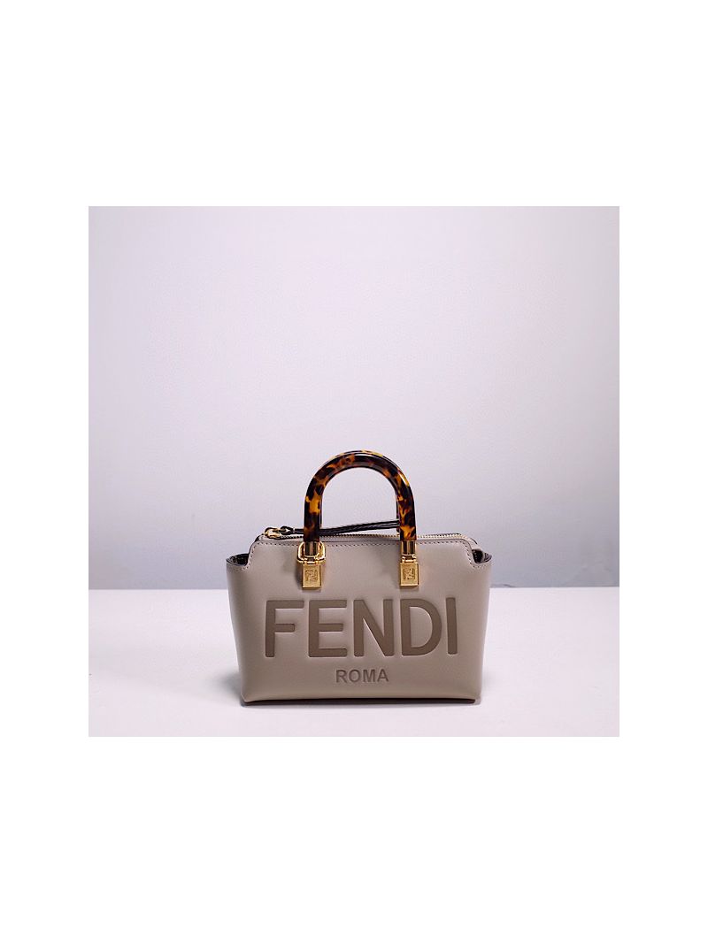 Fendi By The Way Mini Small Boston bag in dove grey leather 8BS067