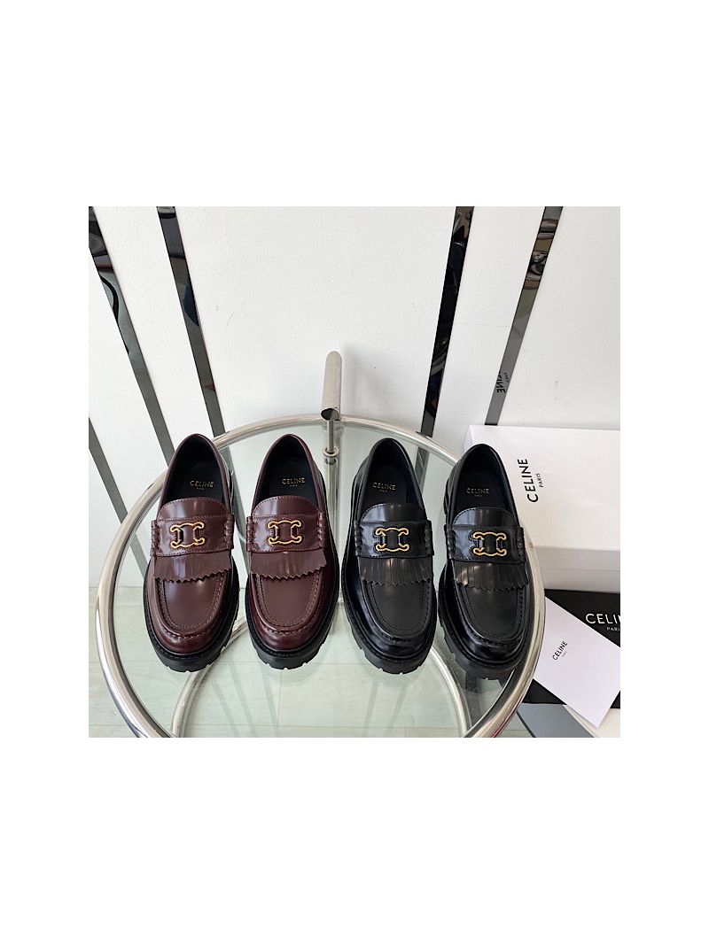 Celine Margaret Loafer With Triomphe Frame In Polished Bull 3519636