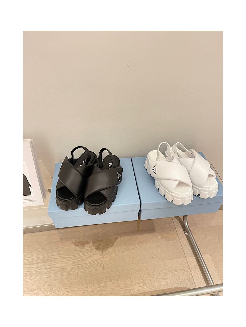 Prada Monolith padded nappa leather sandals 55mm 1X123N