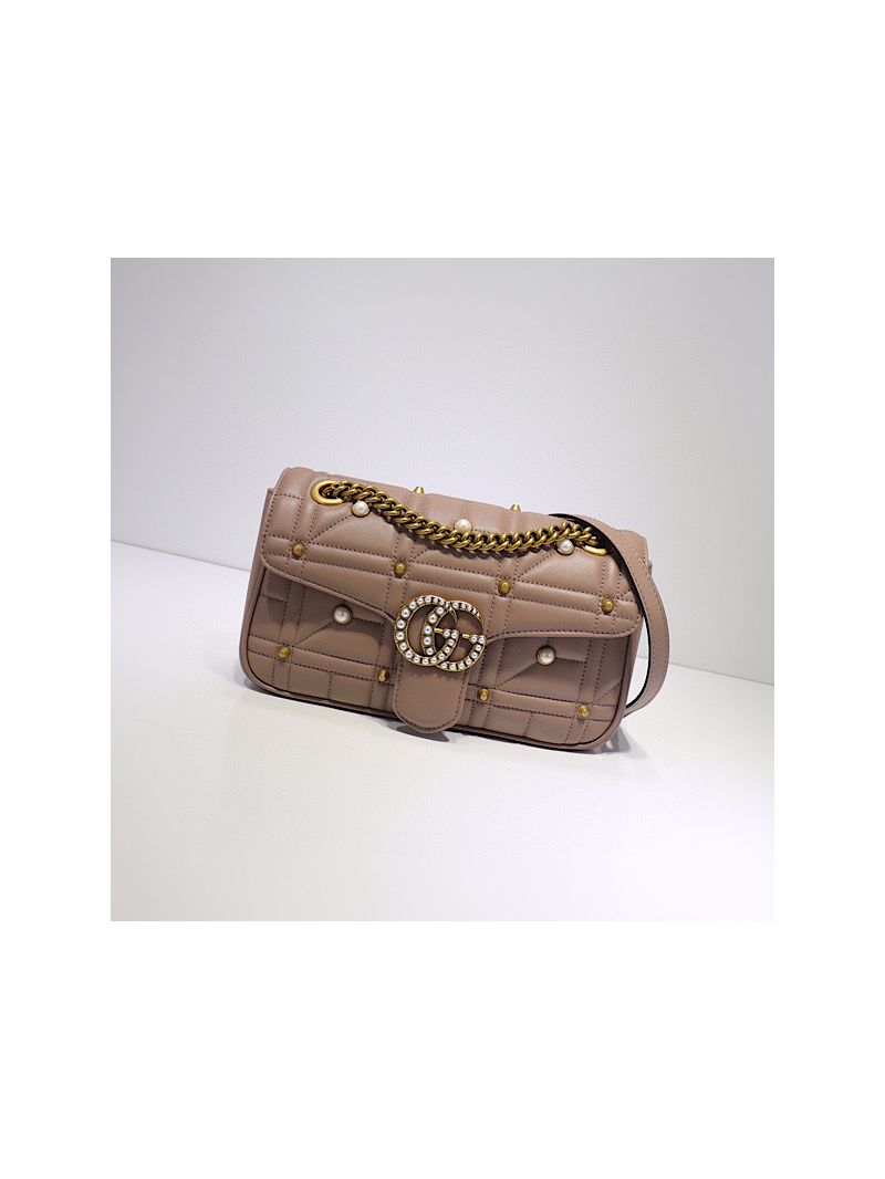 Gucci GG Marmont small beige matelassé shoulder bag 443497