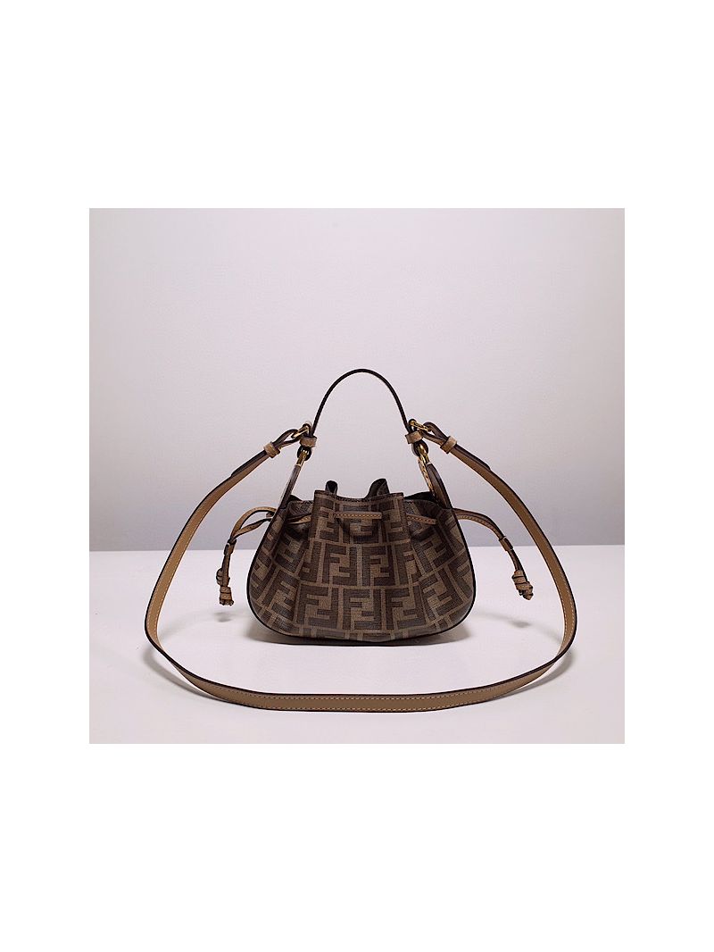 Fendi Pomodorino mini bag 8BS059 Brown FF fabric mini-bag