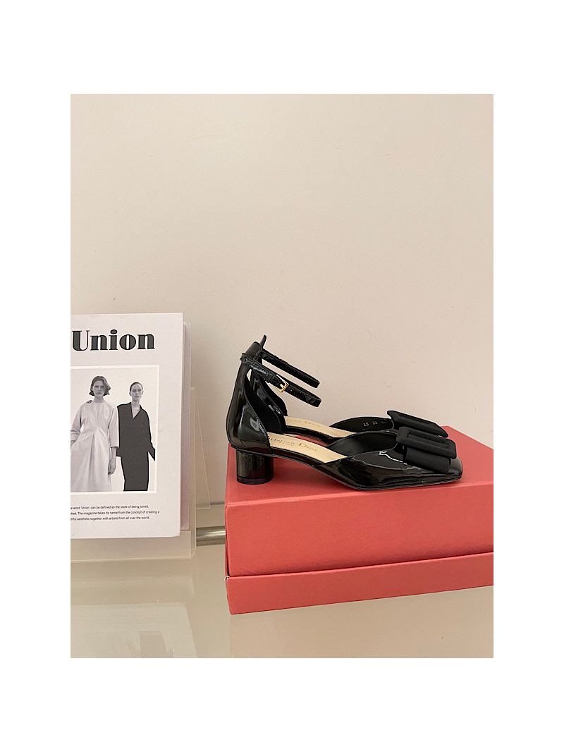 Dior Idylle Ballet Pump Patent Calfskin and Grosgrain KCB777 Black