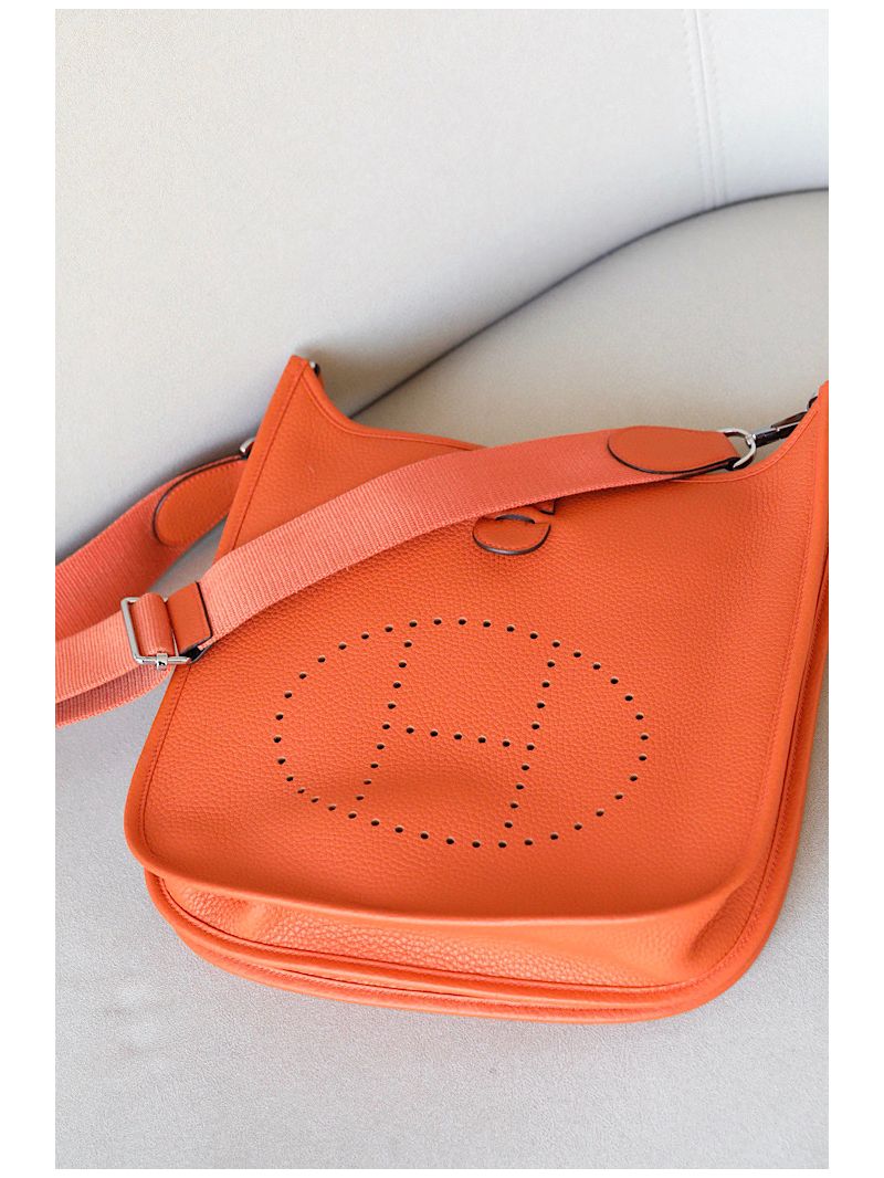 Hermes Evelyne Bag in Clemence leather Orange
