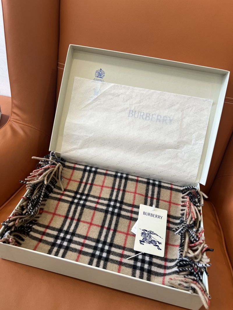 Burberry 100% Cashmere Scarf with Iconic Fringe - Luxe Plaid Elegance
