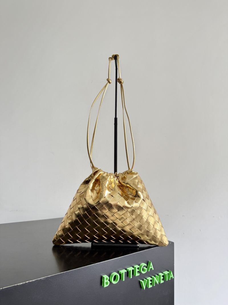 Bottega Veneta Dustbag Intrecciato Pouch in Laminated Lambskin Gold 796728