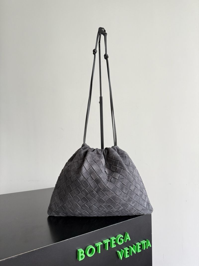 Bottega Veneta Medium Intrecciato Dustbag Pouch in Suede Grey 796728
