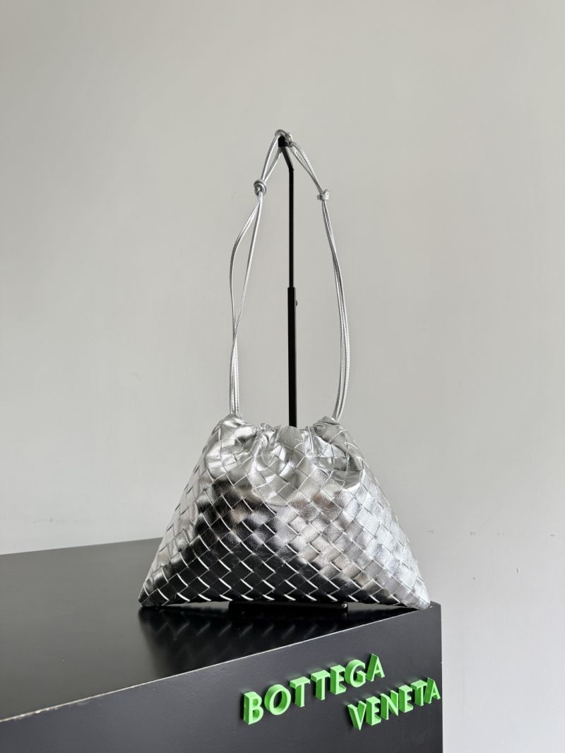 Bottega Veneta Medium Dustbag Intrecciato Metallic Leather Silver 796728