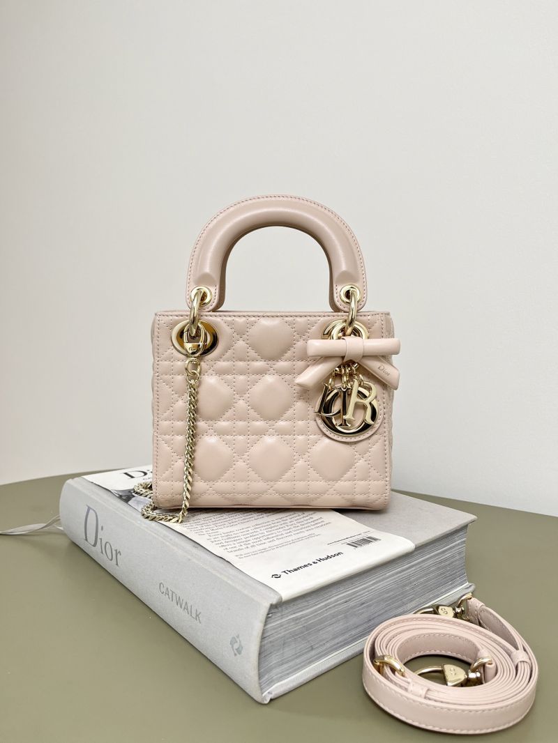 Dior Mini Lady Dior Bag Cannage in Lambskin Rose des Vents M0505