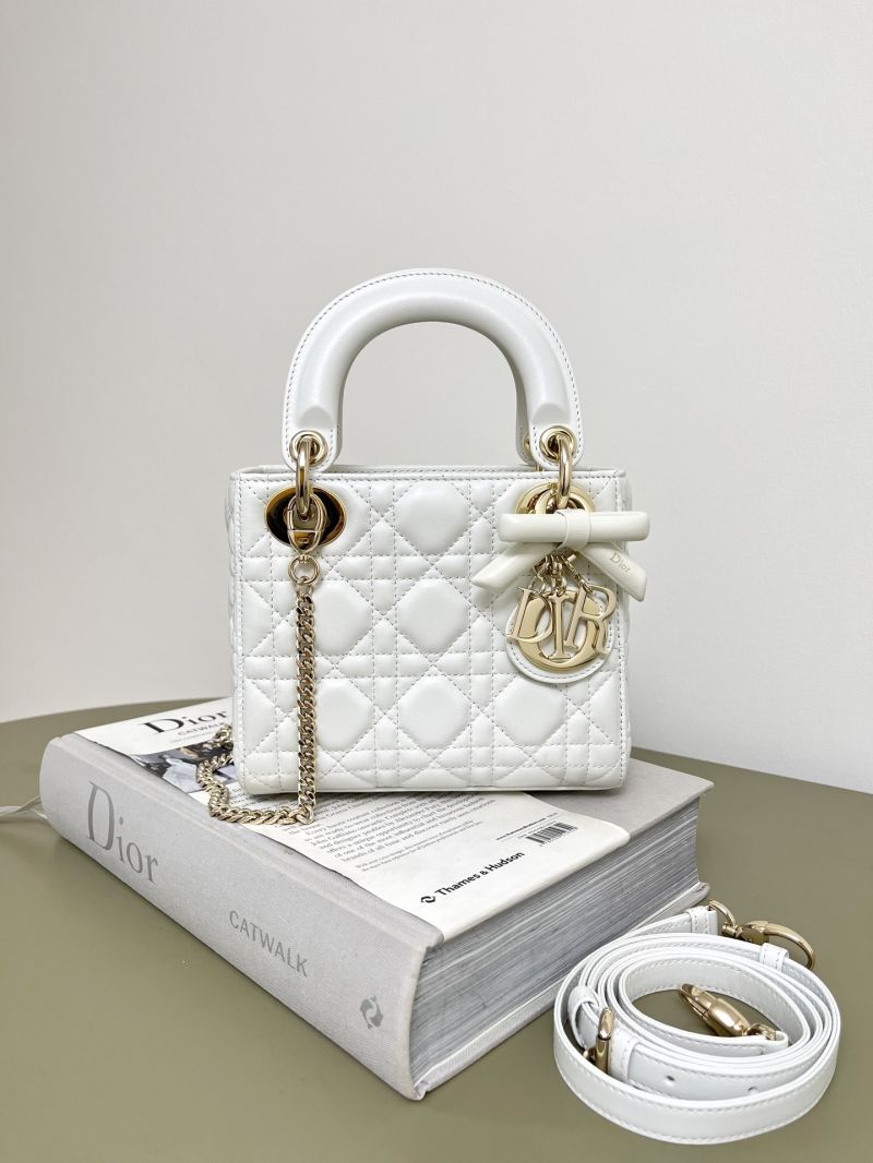 Dior Mini Lady Dior Bag with Bow Detail in Cannage Lambskin Latte M0505ONGH_M030
