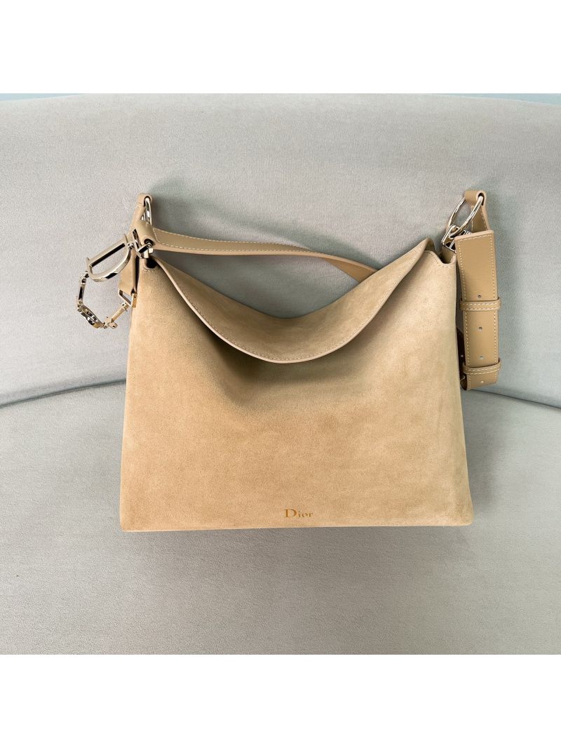 Dior Medium Groove Hobo Bag in Suede Calfskin Safari Beige M1412CVYF_M11U