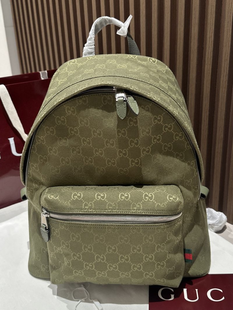 Gucci GG Canvas Backpack in GG Canvas Olive Green 449175