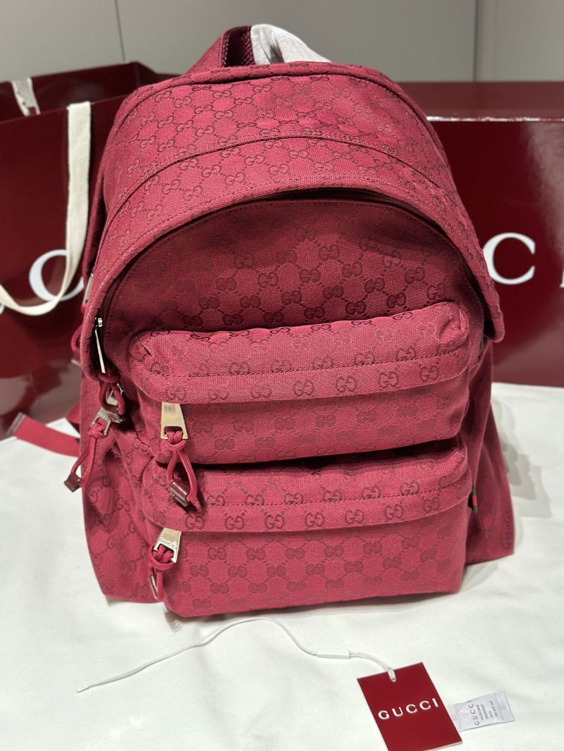 Gucci GG Canvas Multi-Pocket Backpack in GG Canvas Rosso Ancora 771234 FAD6Y 6511