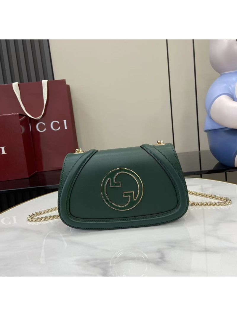 Gucci Blondie Small Shoulder Bag in Green Leather 815711 AAEEX 3020