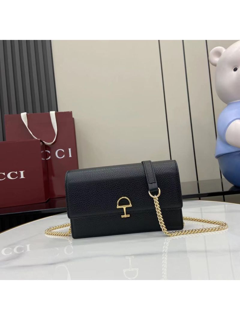 Gucci Half-Horsebit Softbit Shoulder Bag in Black Grained Leather Black 837373