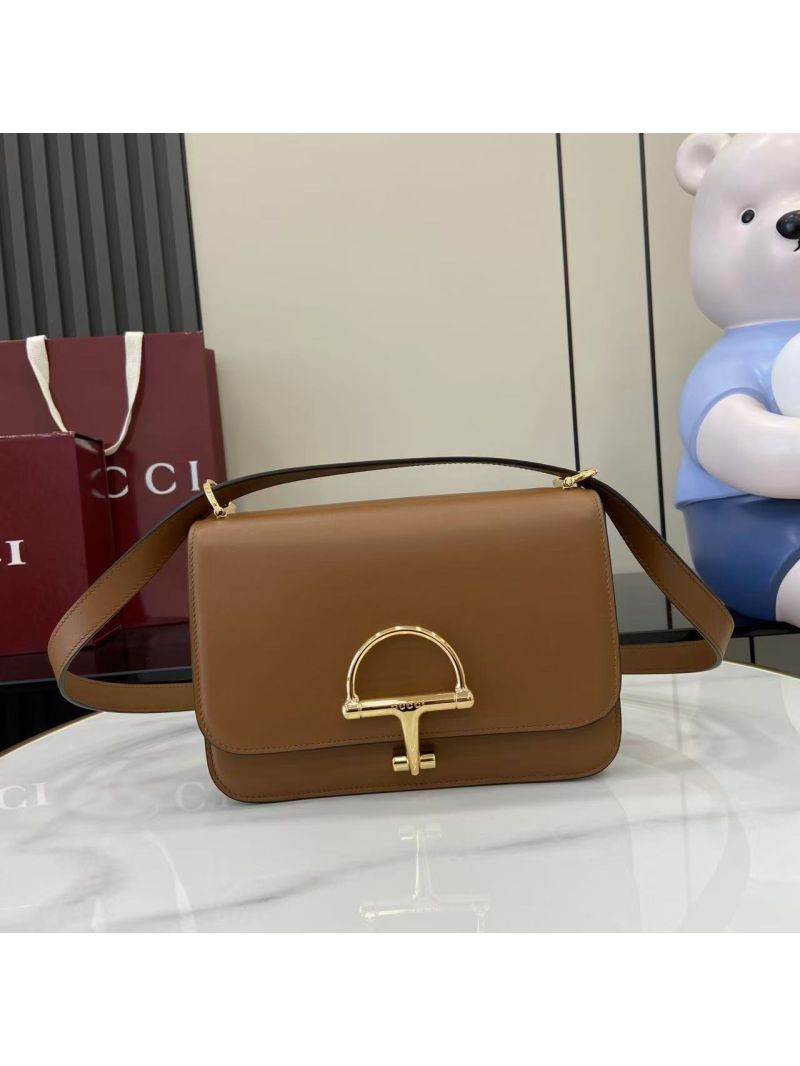 Gucci Siena Small Shoulder Bag in Smooth Leather Brown 846705