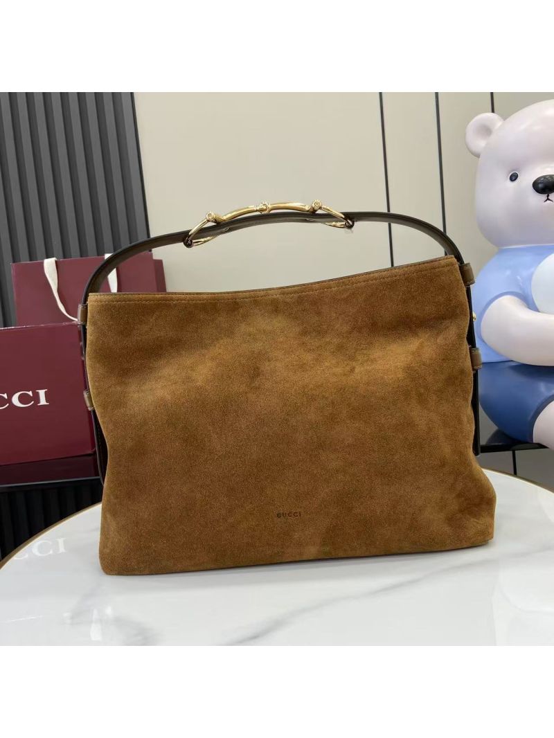 Gucci Beatrix Medium Tote Bag in Brown Suede Brown 850926