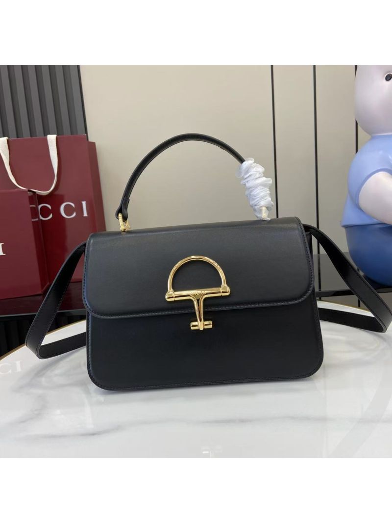 Gucci Siena Medium Top Handle Bag in Black Smooth Leather 855535 AAFKB 1000