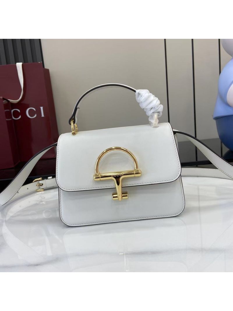 Gucci Siena Small Top Handle Bag in Ivory Fine Smooth Leather 855536