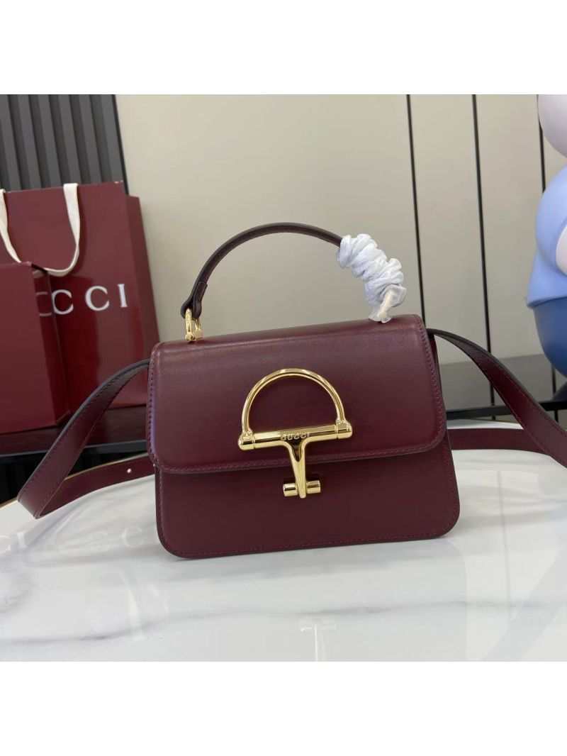 Gucci Siena Small Handbag in Smooth Leather Ancora Red 855536 AAFKB