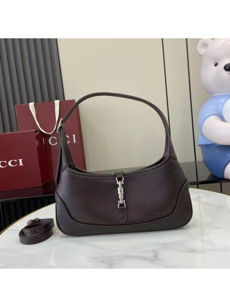 Gucci Jackie Slim small shoulder bag in Soft Grainy Leather Dark Brown 863137