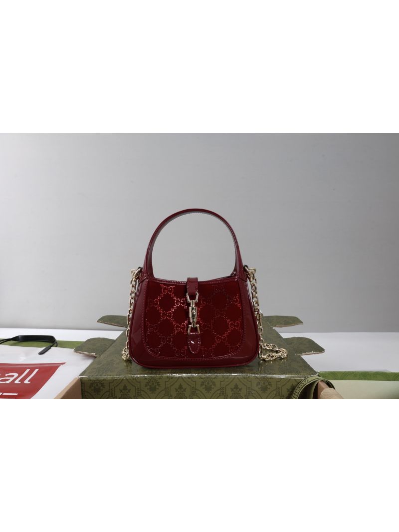 Gucci Jackie 1961 Mini Bag in GG Crystals Silk Satin Red JK1961