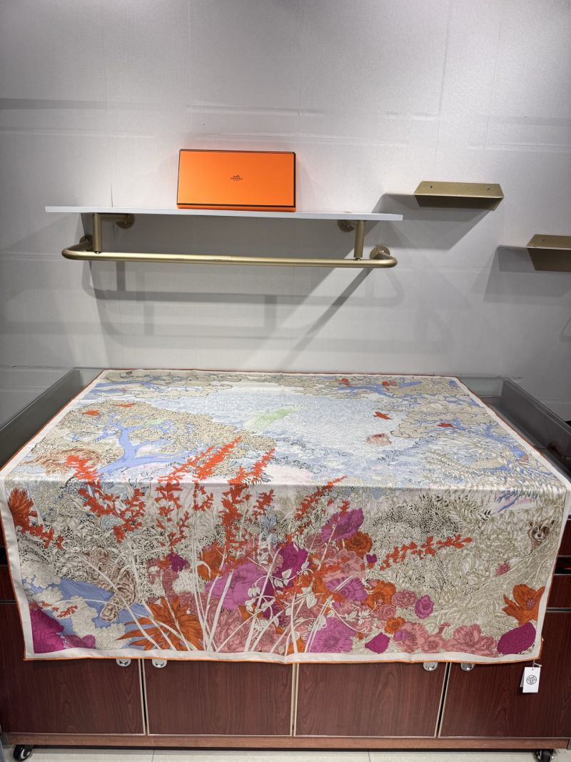 Hermes Retour a la Nature Silk Cashmere Scarf 140x140 Orange