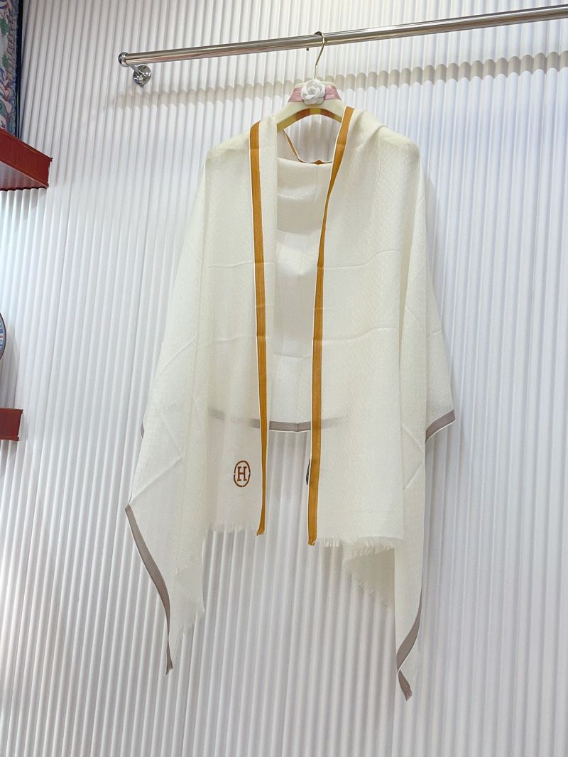 Hermes Luxe Cashmere Scarf 70x180cm White