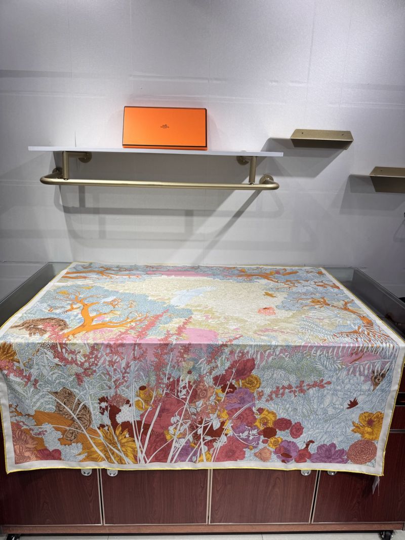 Hermes Retour a la Nature Silk Cashmere Scarf 140x140 Yellow