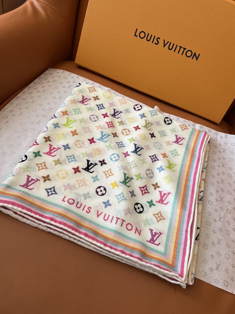 Louis Vuitton Monogram Multicolor Silk-Wool Shawl 134x134 cm