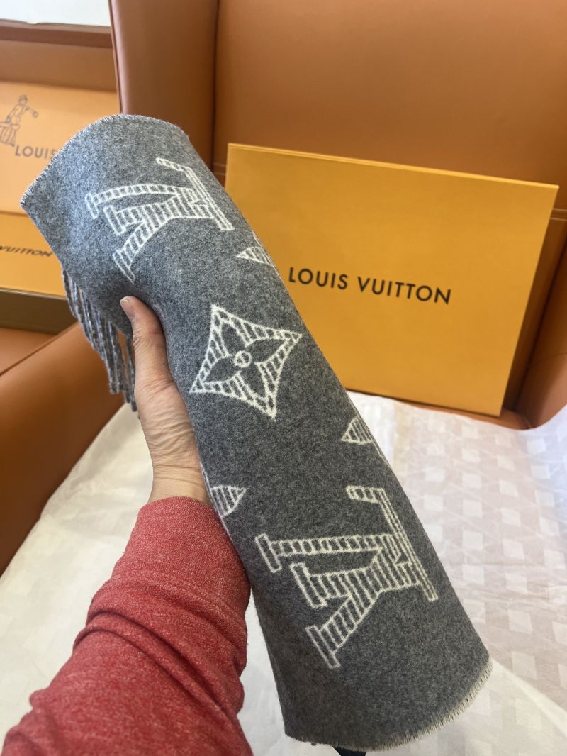 Louis Vuitton Shadow Scarf: Wool-Cashmere Blend with Monogram Clover, Luxe & Cozy