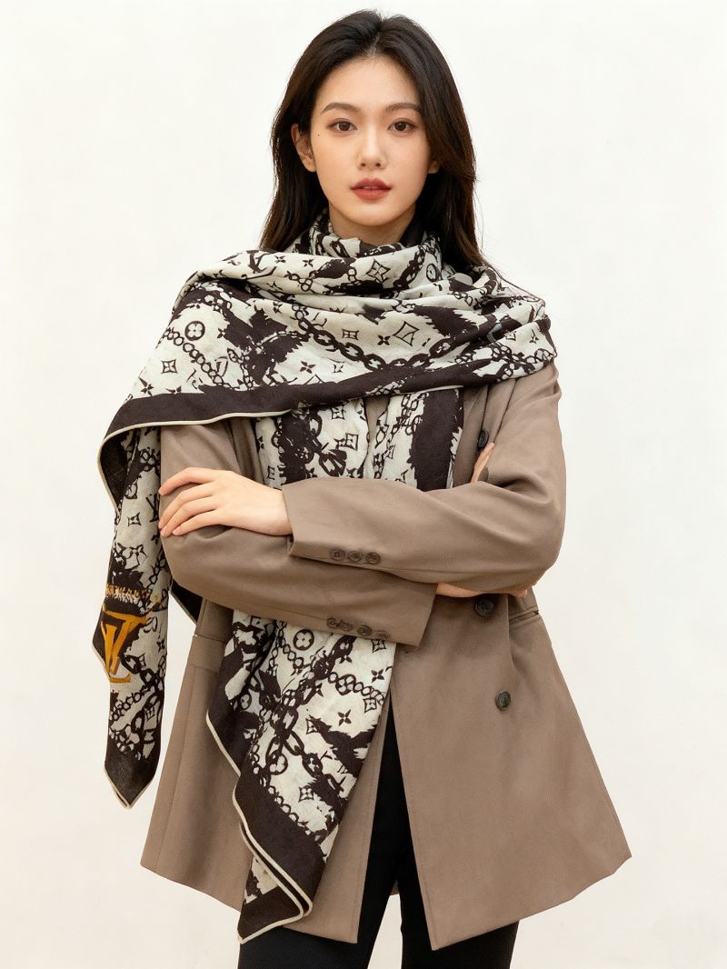 Louis Vuitton x Takashi Murakami Grey Velvet Scarf with Monogram Multicolor - Luxe & Artistic