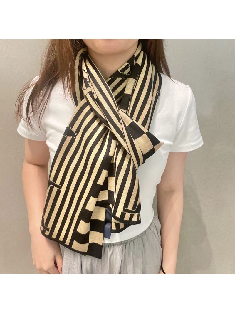 Louis Vuitton Beige & Black Striped Cashmere Scarf - Luxe Texture, Sophisticated Drape