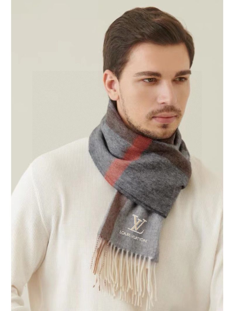 Louis Vuitton Grey Wool Scarf with Subtle Logo - Luxe, Soft & Timeless for the Modern Gentleman