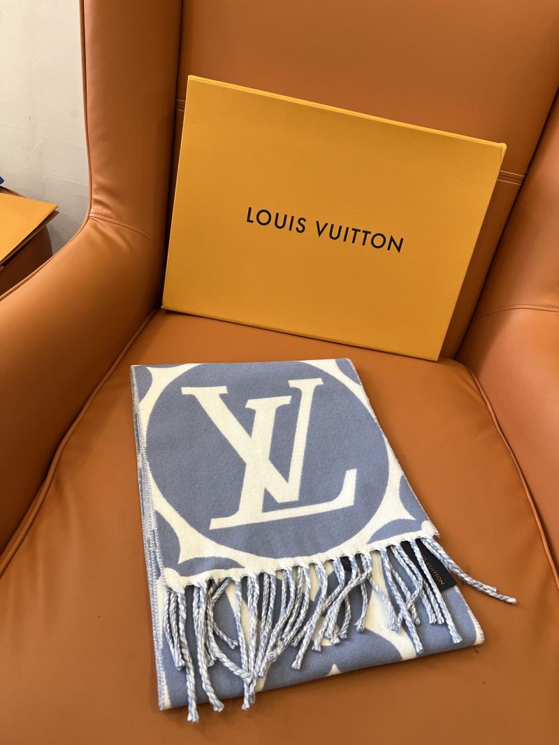Louis Vuitton Grey Wool Scarf with Monogram Medallion - Luxurious, Soft & Timeless
