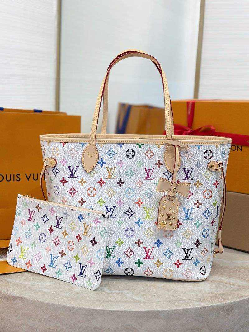 Louis Vuitton Neverfull MM in Monogram Multicolore Canvas Blanc M40235